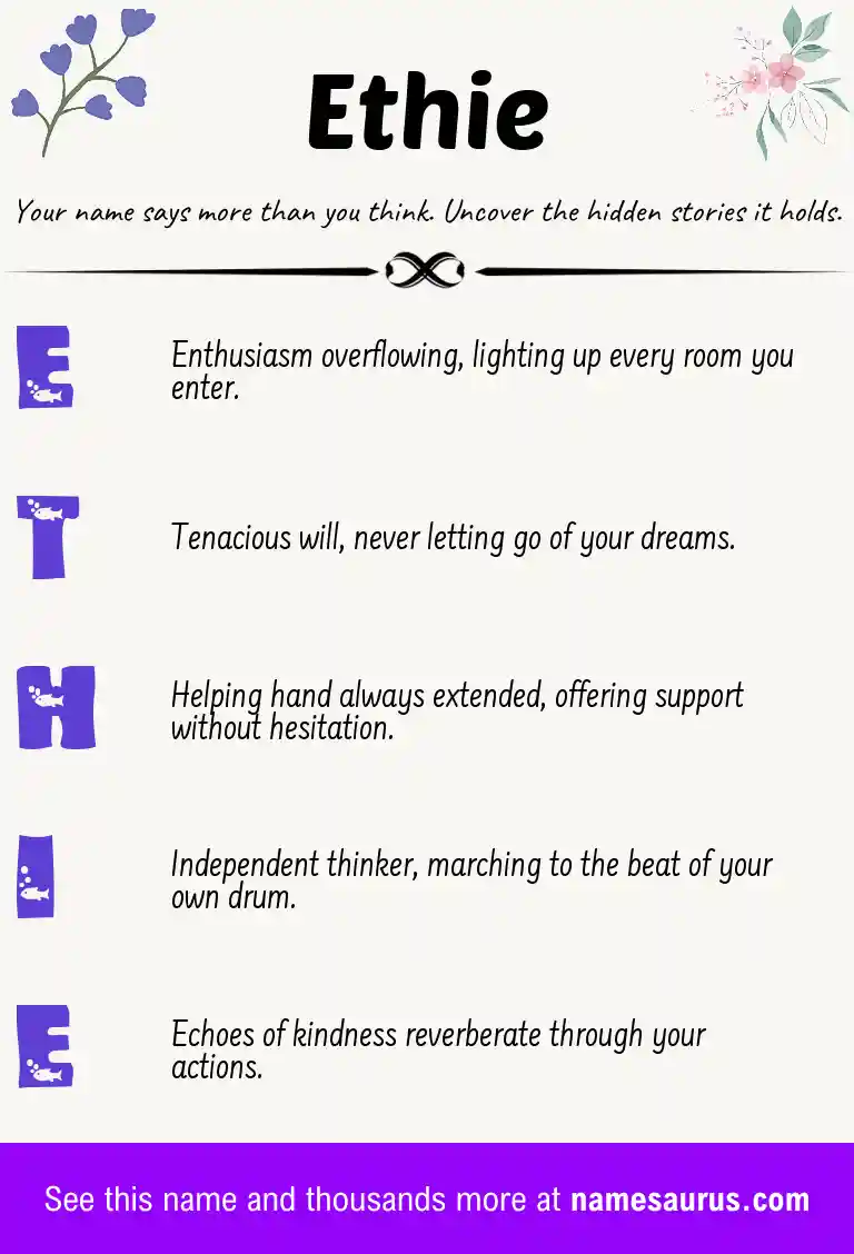 Acrostic poem about Ethie.