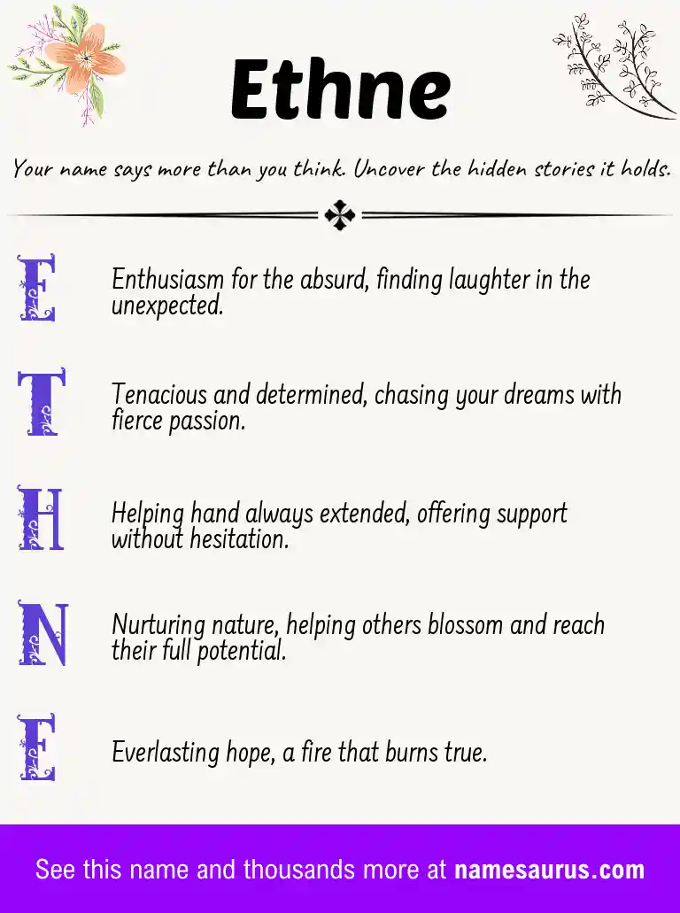 Acrostic poem about Ethne.