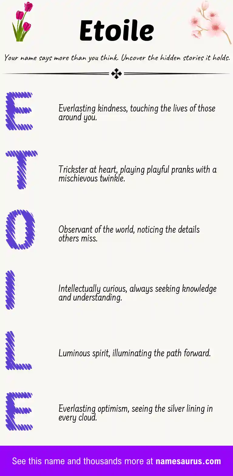 Acrostic poem about Etoile.
