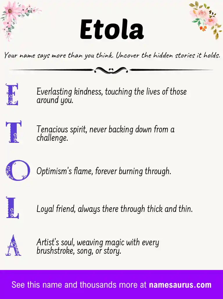 Acrostic poem about Etola.