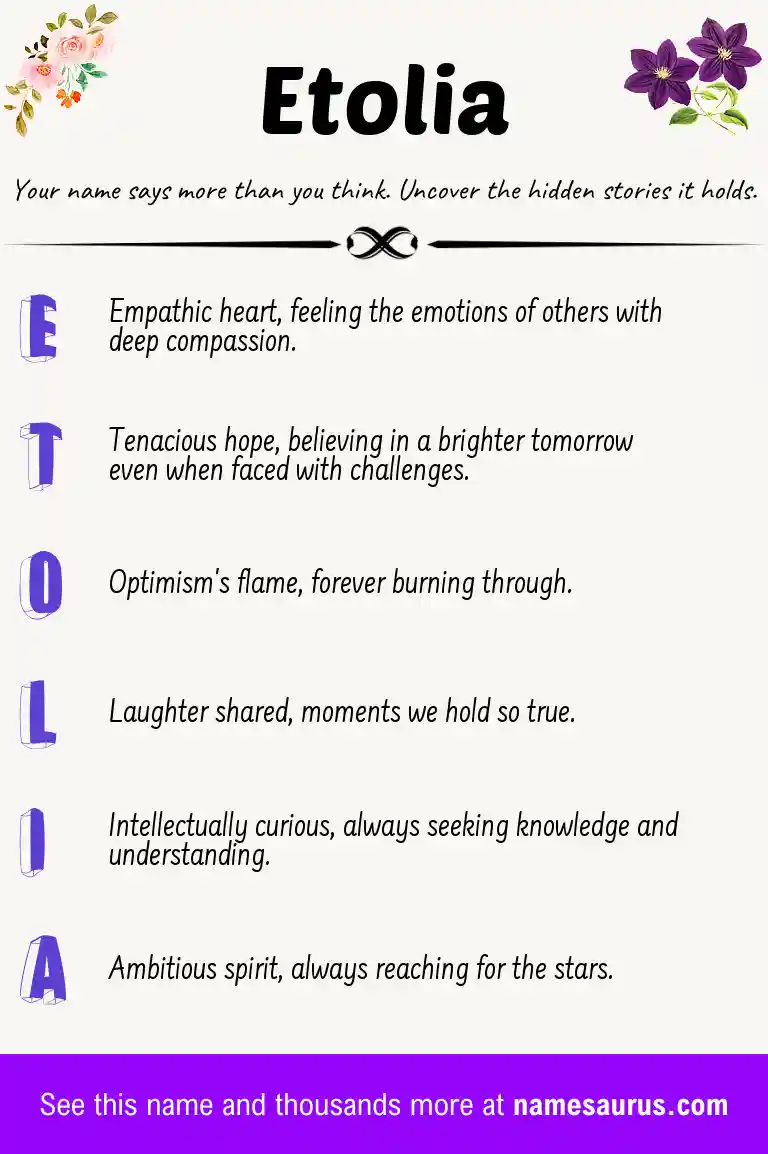 Acrostic poem about Etolia.