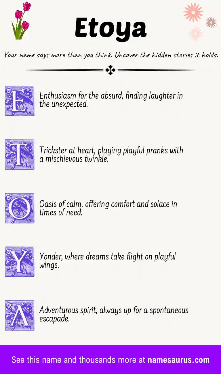 Acrostic poem about Etoya.