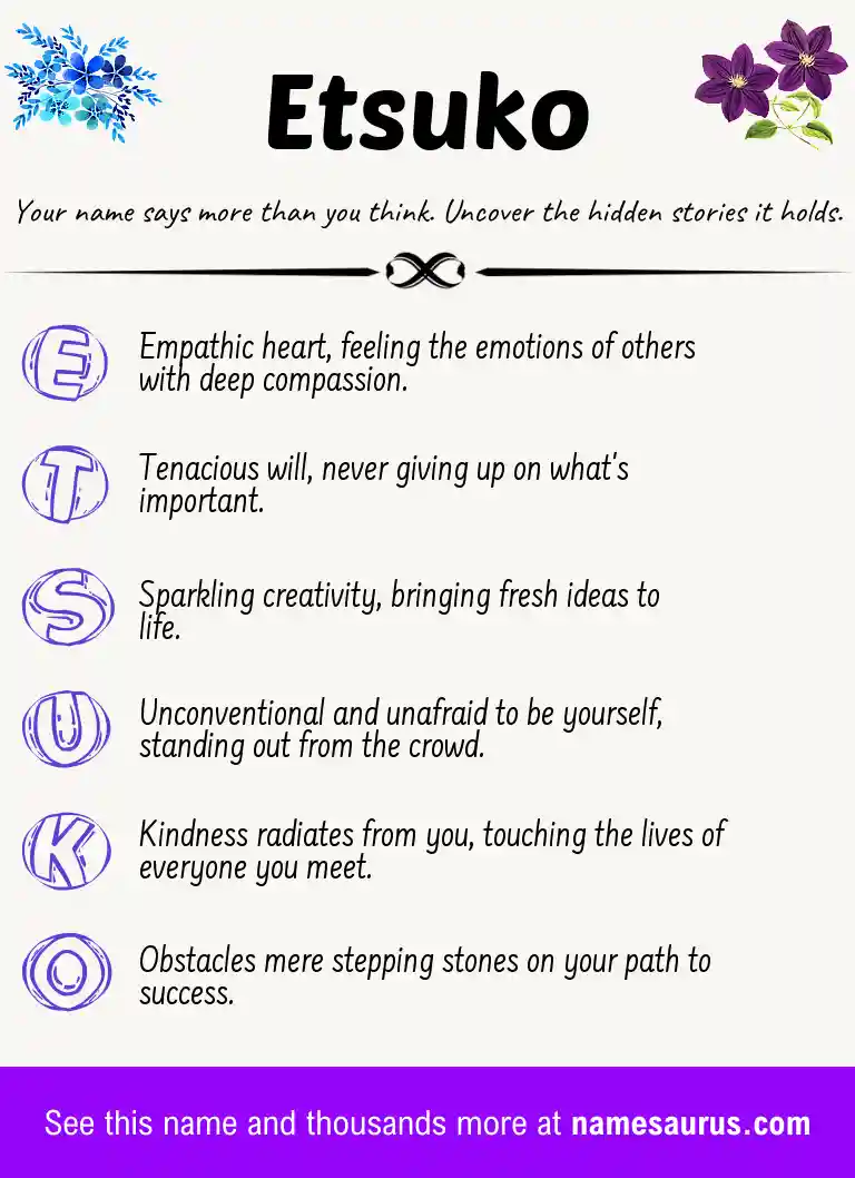 Acrostic poem about Etsuko.