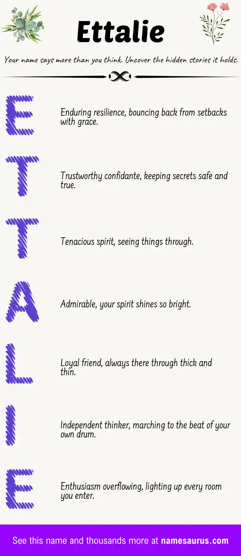 Acrostic poem about Ettalie.