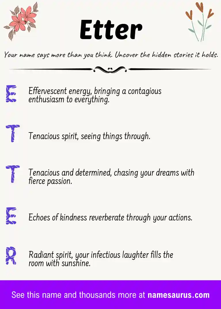Acrostic poem about Etter.