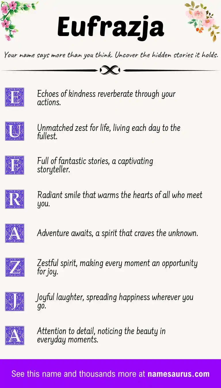 Acrostic poem about Eufrazja.