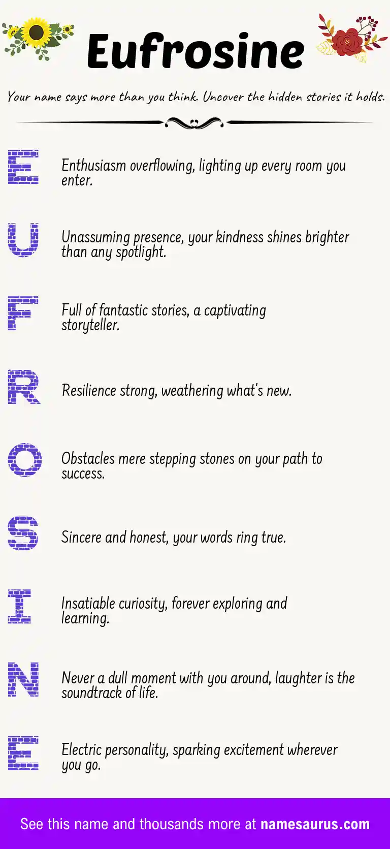 Acrostic poem about Eufrosine.