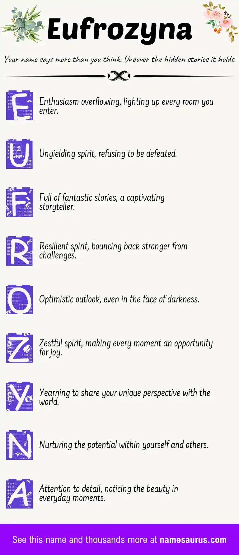 Acrostic poem about Eufrozyna.