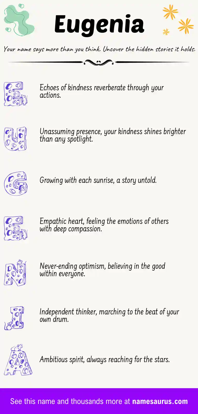 Acrostic poem about Eugenia.