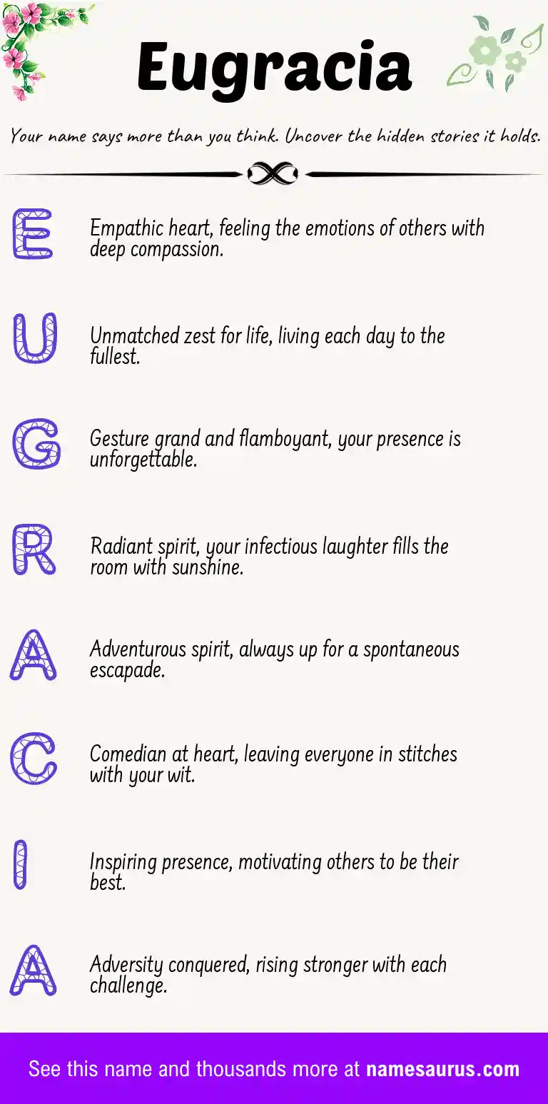 Acrostic poem about Eugracia.