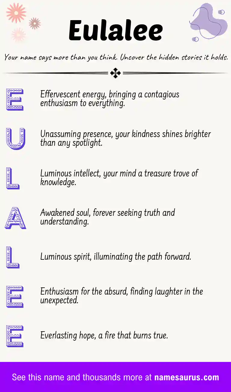 Acrostic poem about Eulalee.