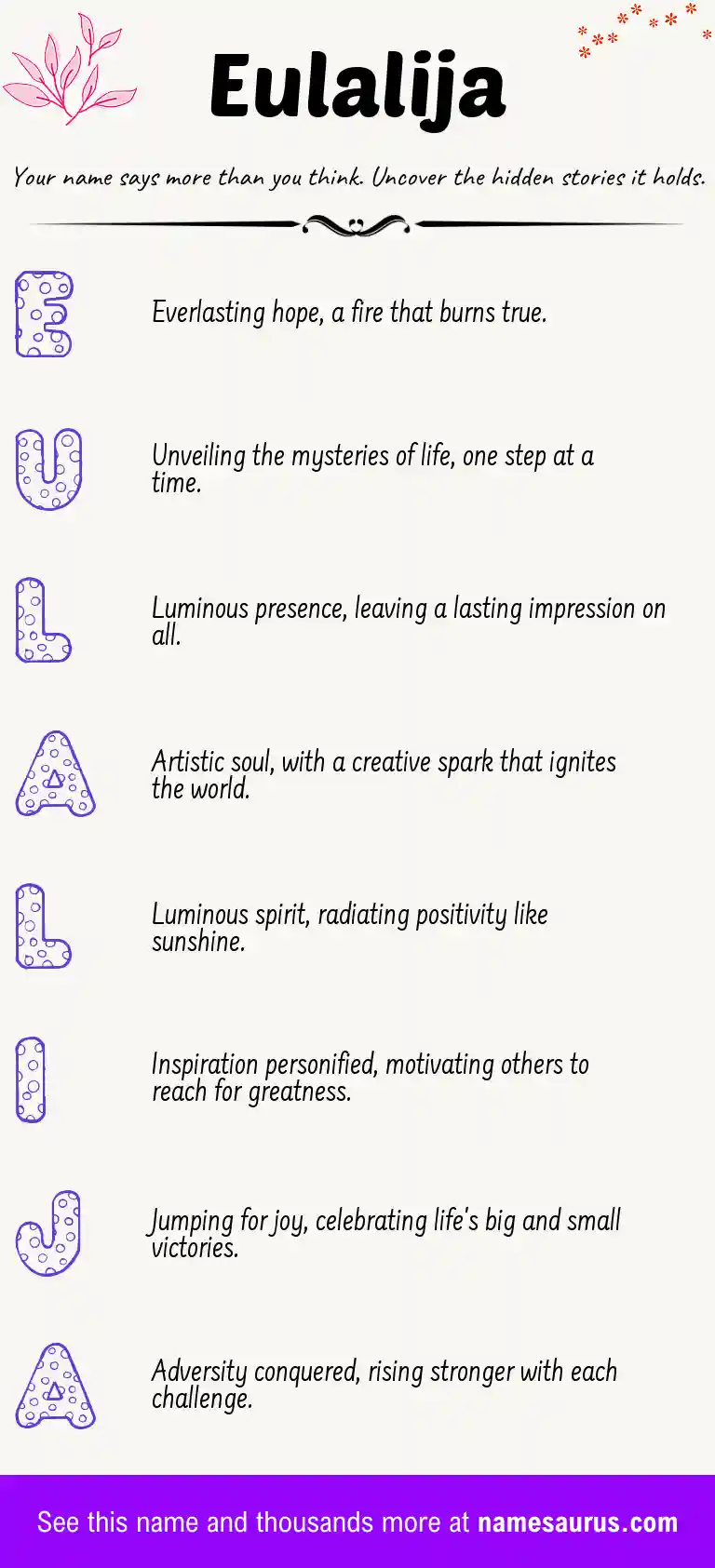 Acrostic poem about Eulalija.