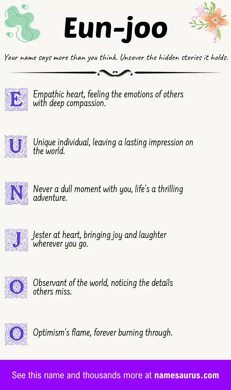 Acrostic poem about Eun-joo.