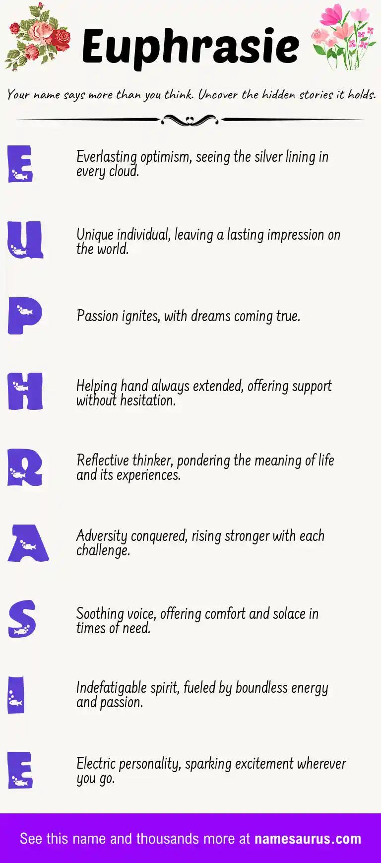 Acrostic poem about Euphrasie.
