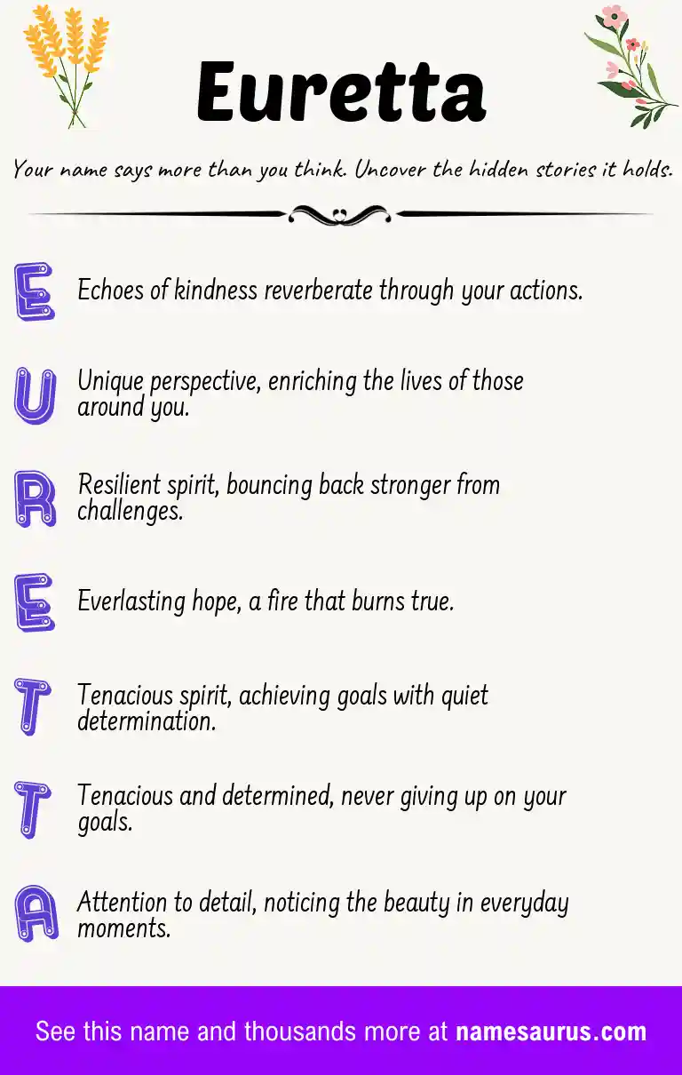 Acrostic poem about Euretta.
