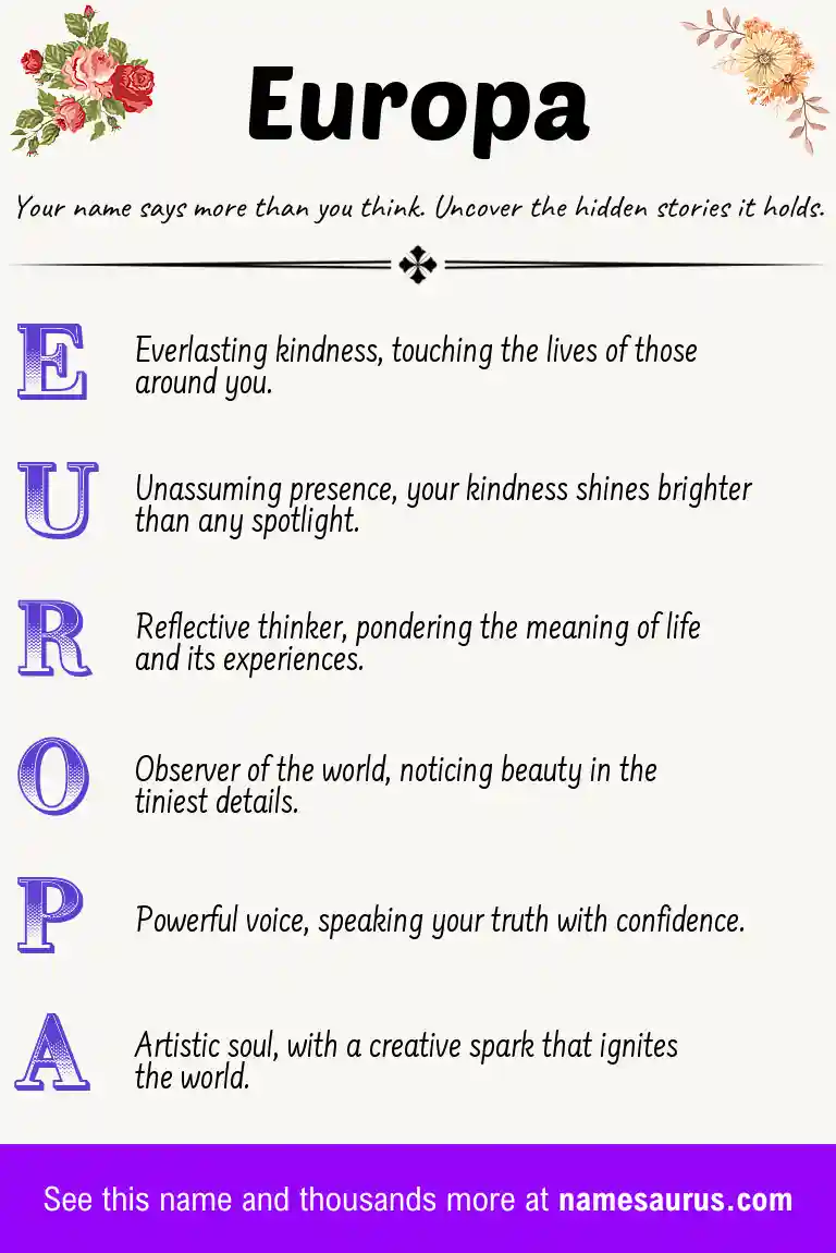 Acrostic poem about Europa.