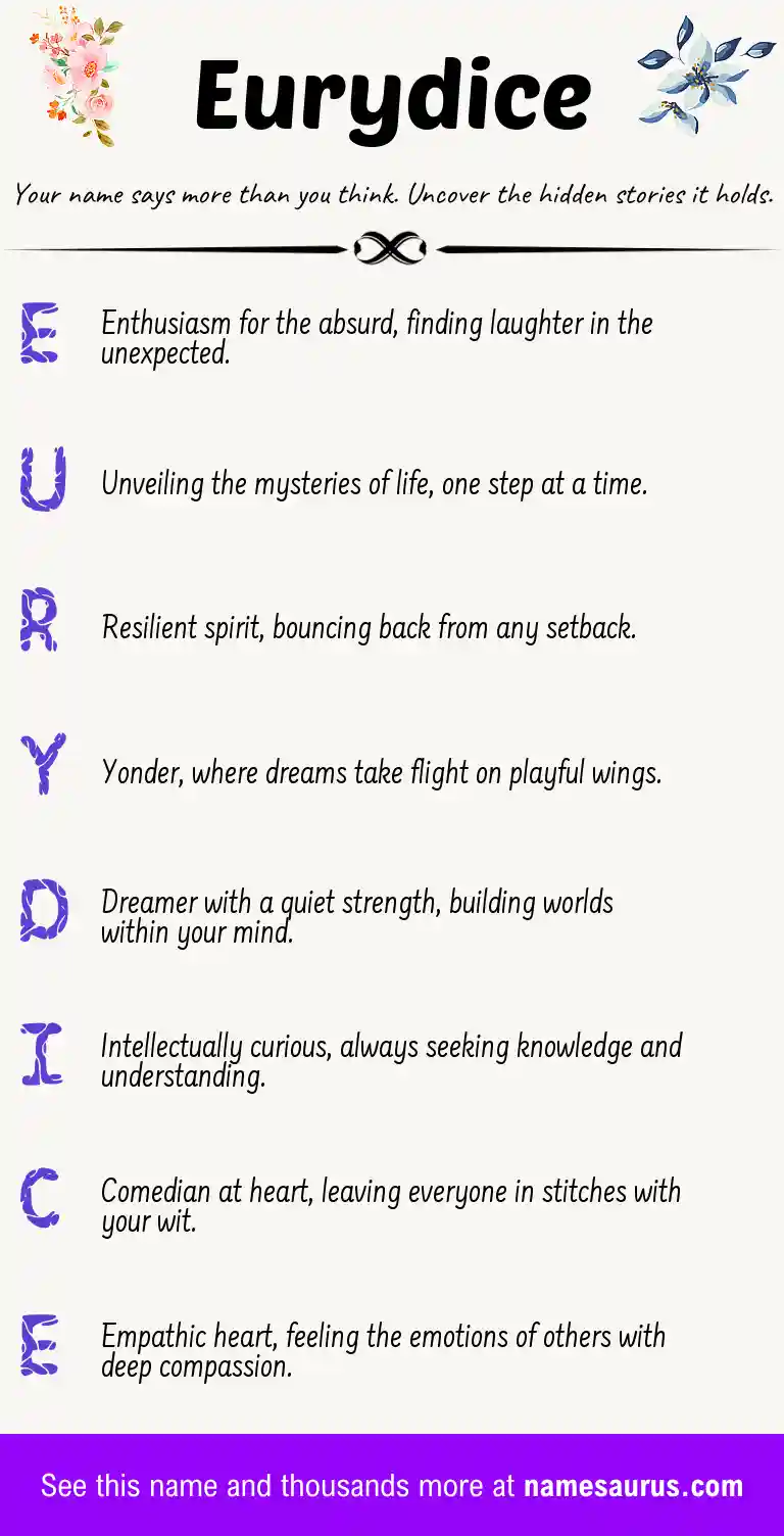 Acrostic poem about Eurydice.