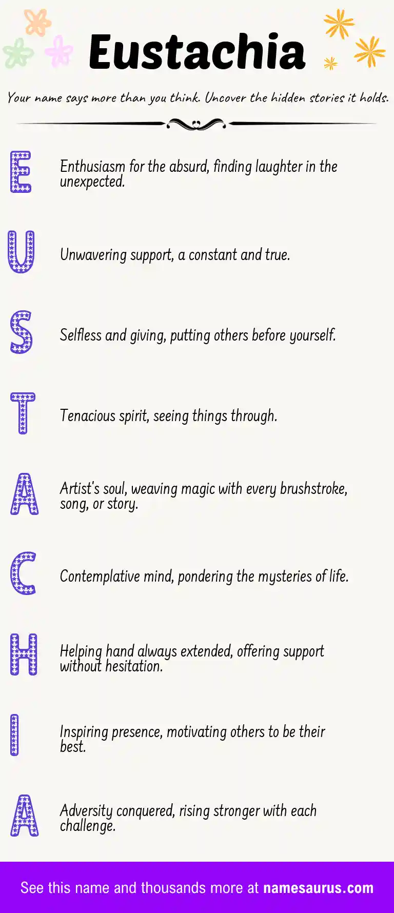 Acrostic poem about Eustachia.