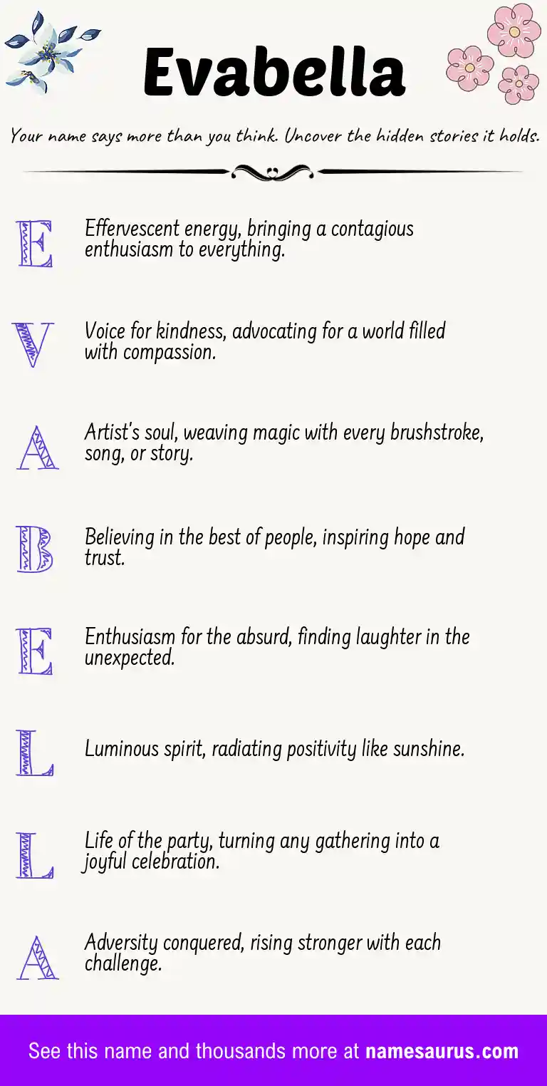 Acrostic poem about Evabella.