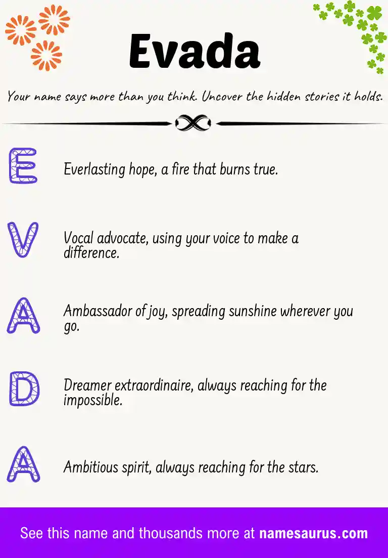 Acrostic poem about Evada.