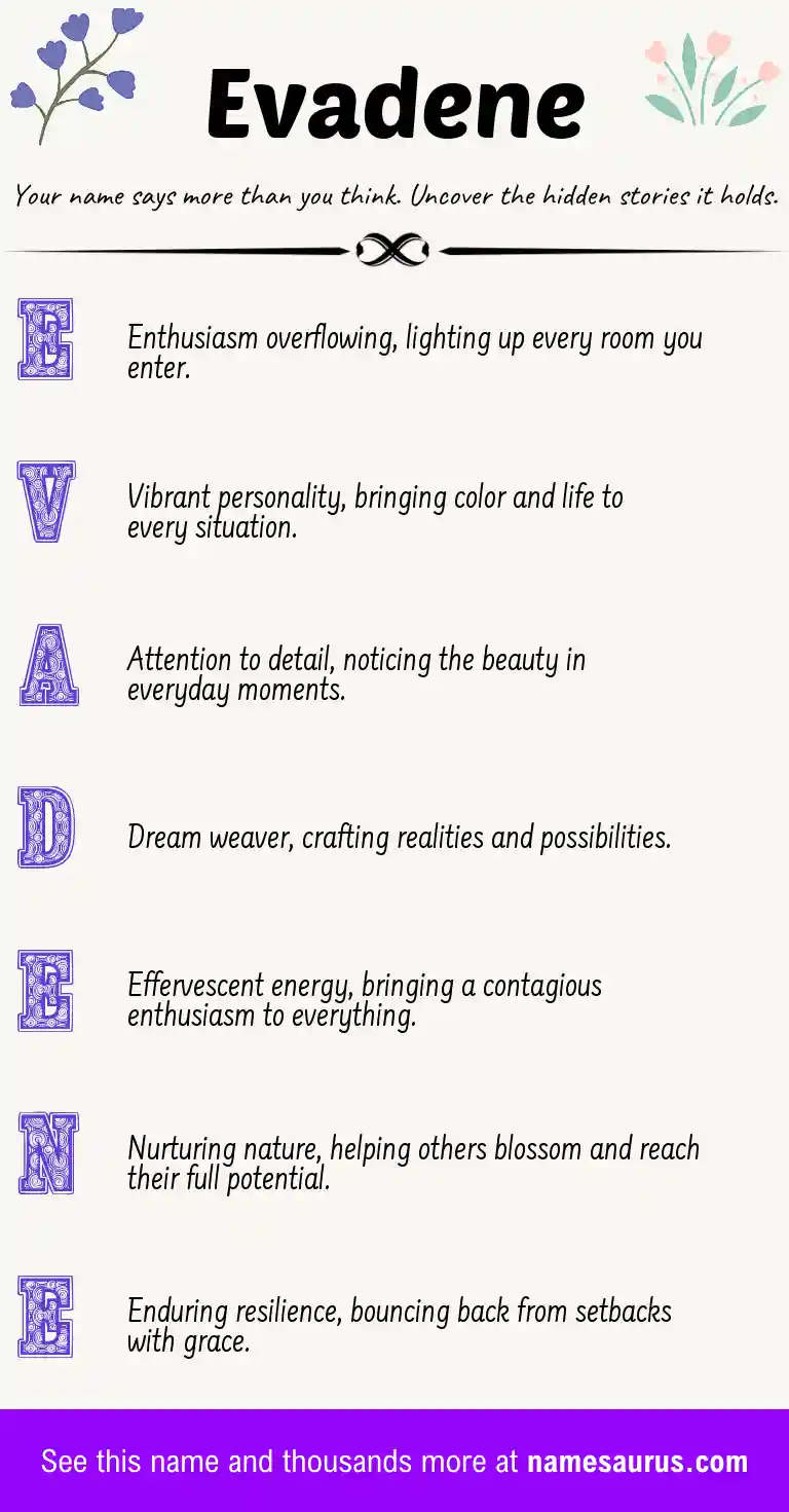 Acrostic poem about Evadene.
