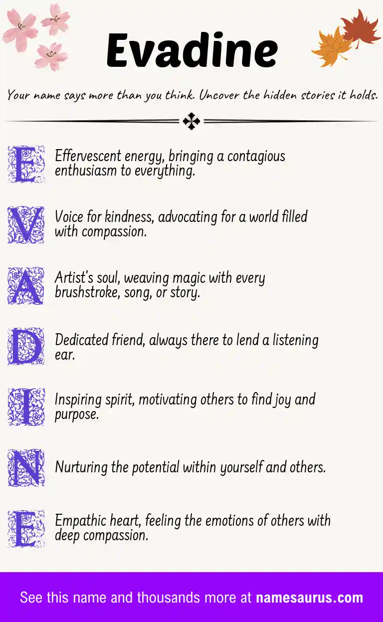 Acrostic poem about Evadine.