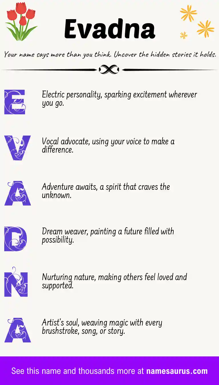 Acrostic poem about Evadna.