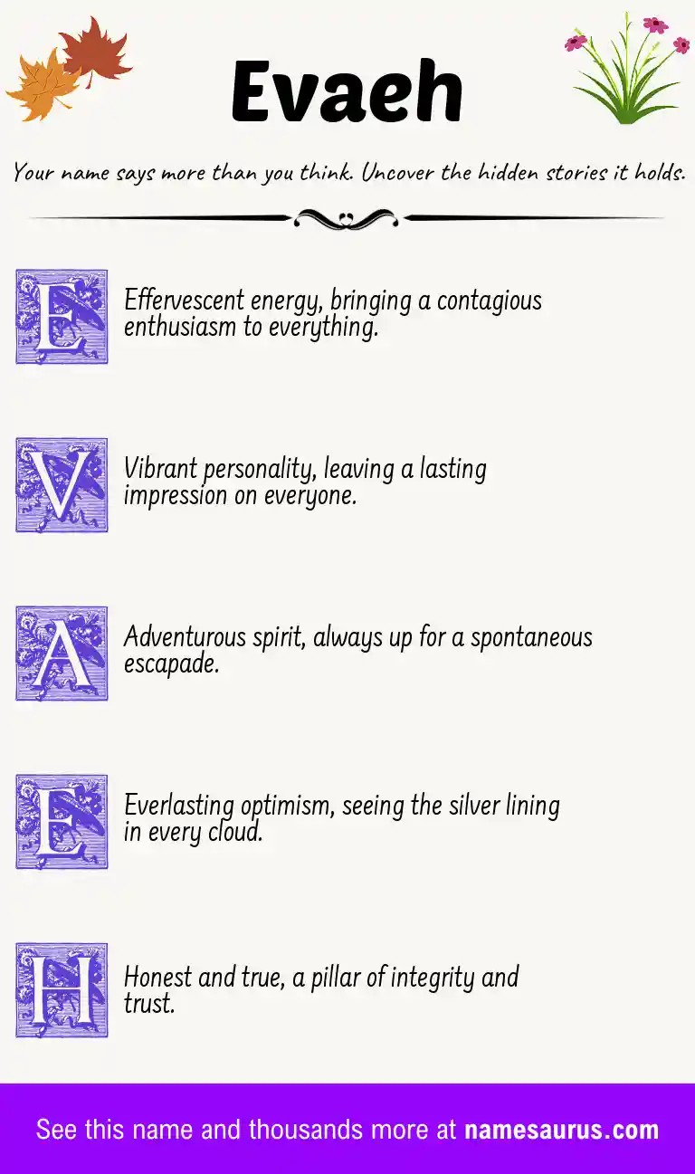 Acrostic poem about Evaeh.