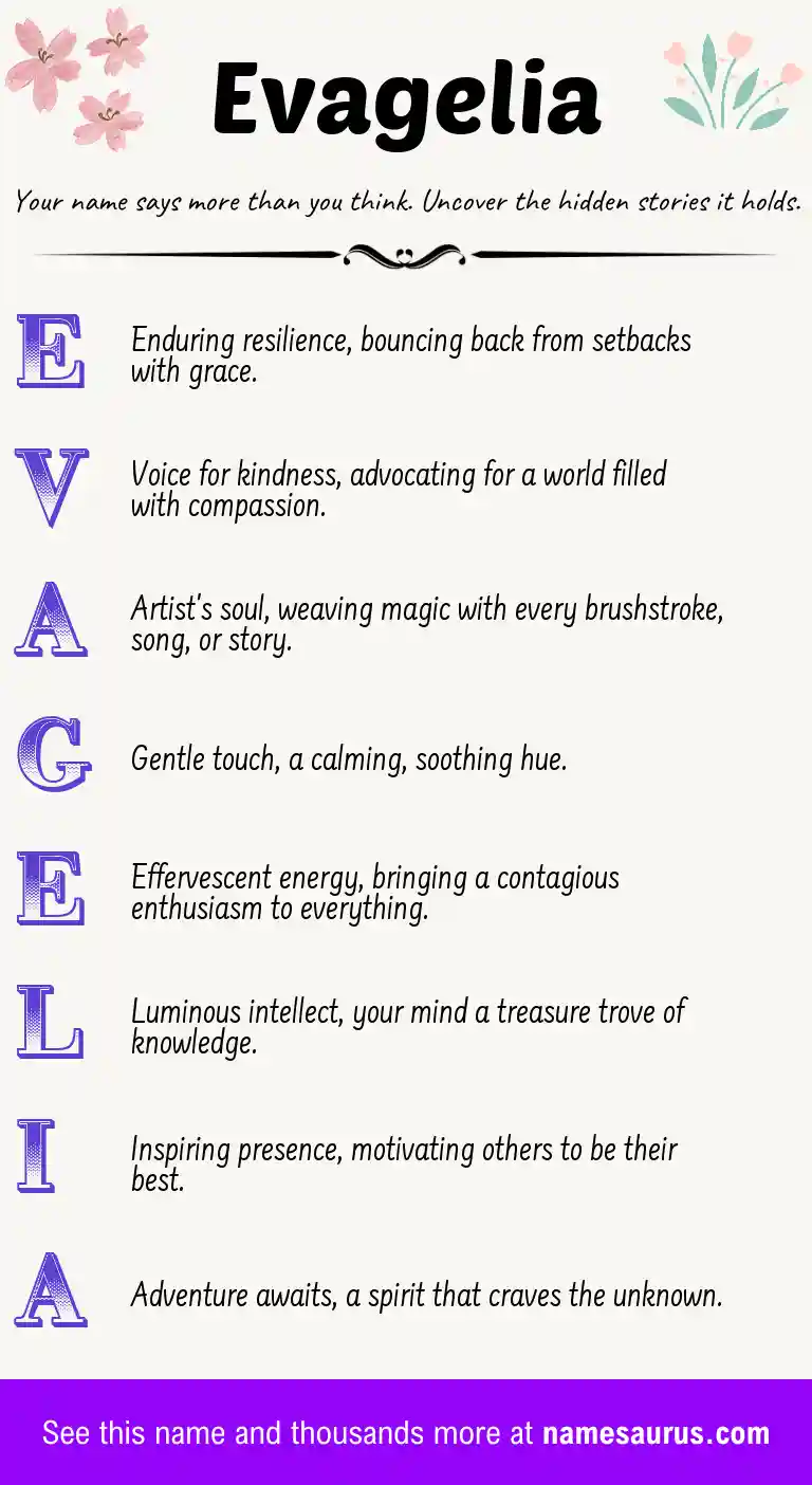 Acrostic poem about Evagelia.