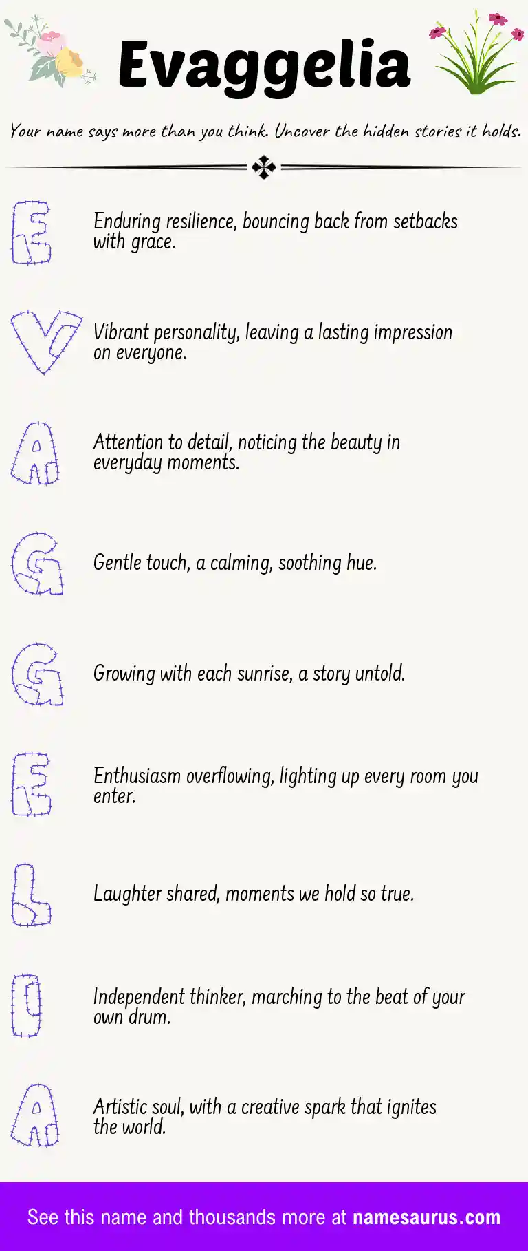Acrostic poem about Evaggelia.