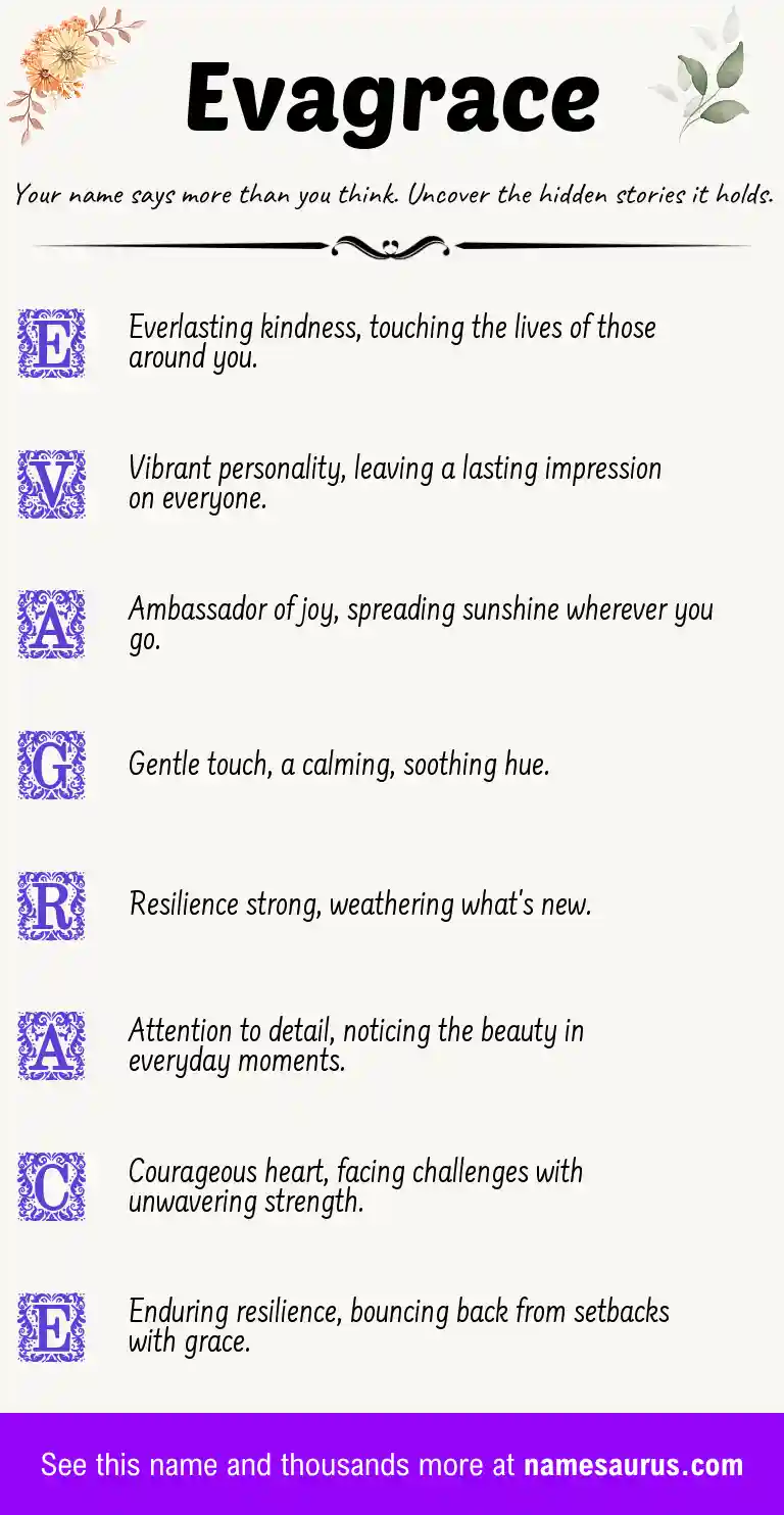 Acrostic poem about Evagrace.