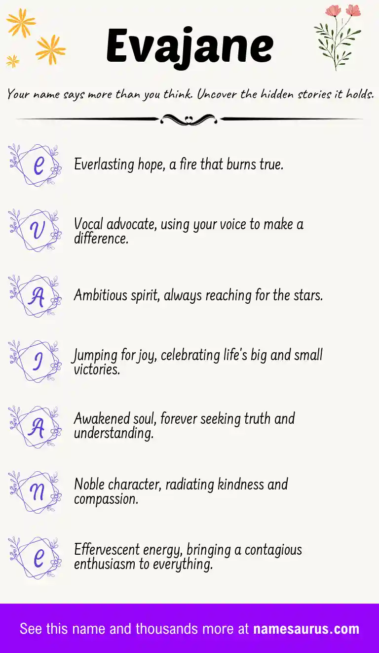 Acrostic poem about Evajane.