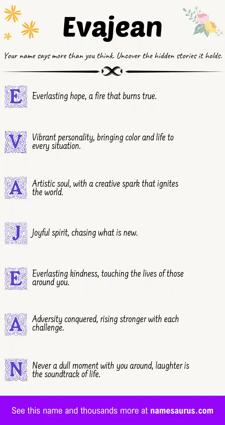 Acrostic poem about Evajean.