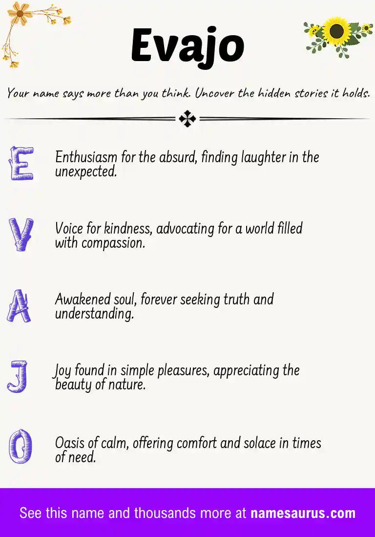 Acrostic poem about Evajo.