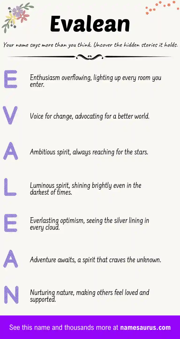 Acrostic poem about Evalean.