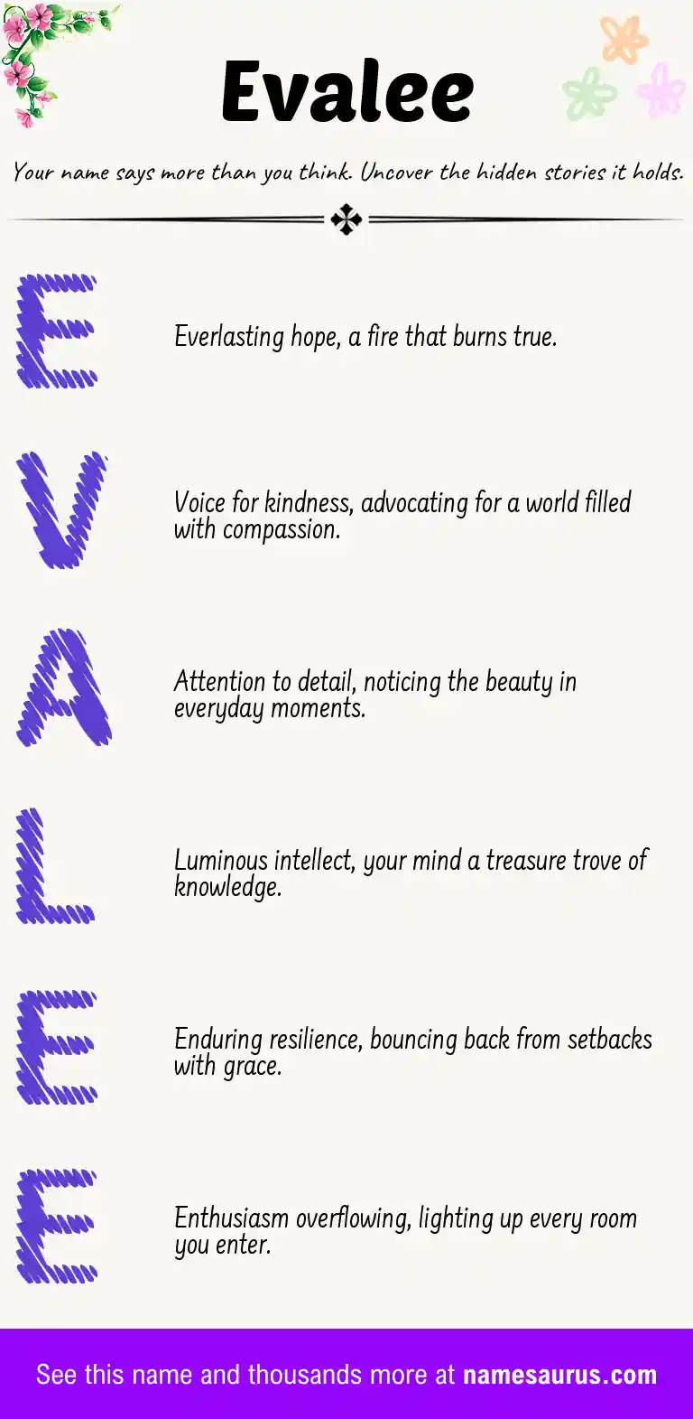 Acrostic poem about Evalee.