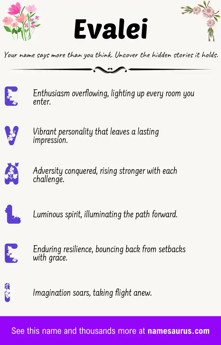 Acrostic poem about Evalei.