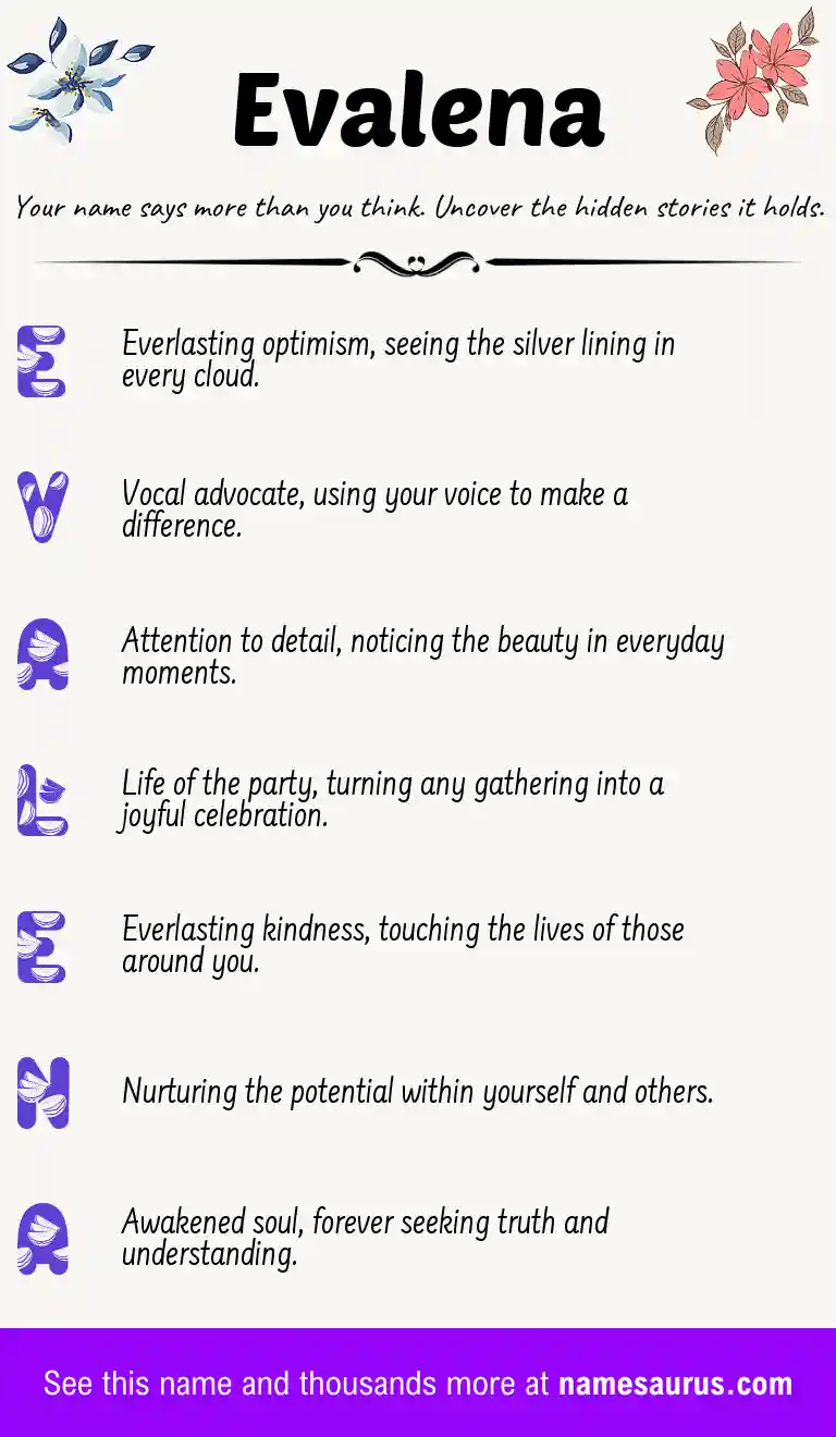 Acrostic poem about Evalena.