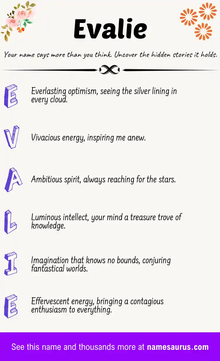 Acrostic poem about Evalie.