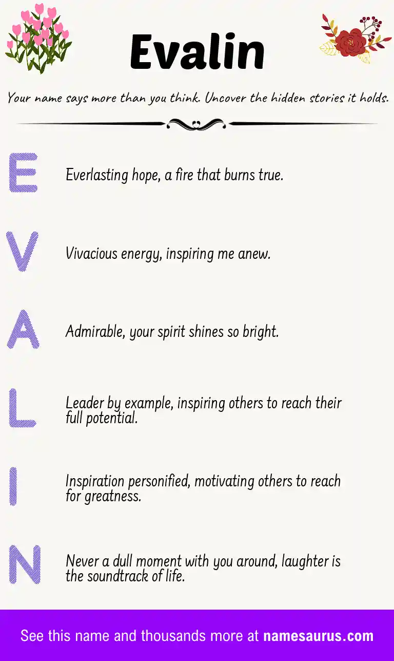 Acrostic poem about Evalin.