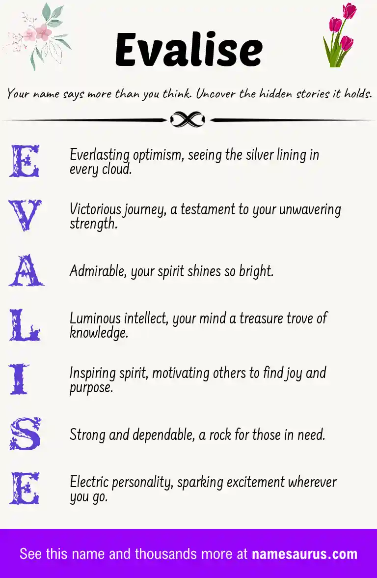 Acrostic poem about Evalise.