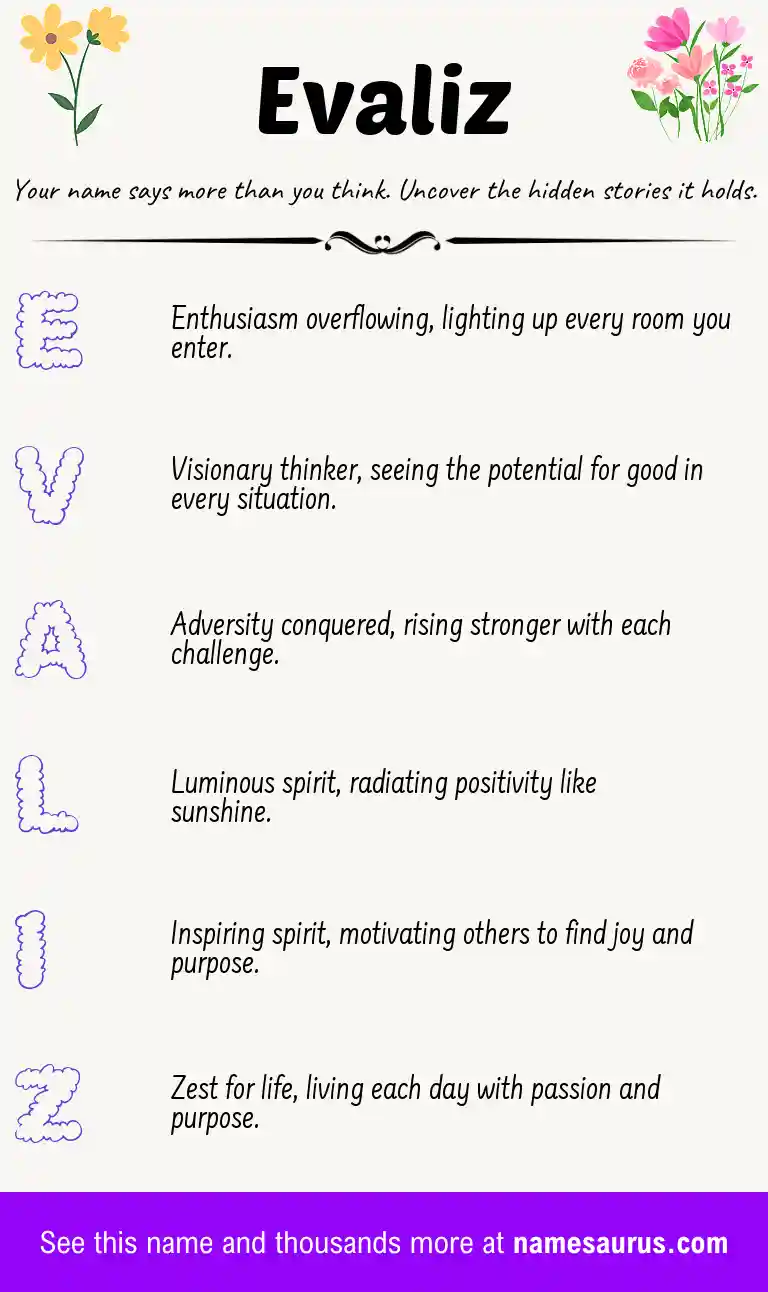 Acrostic poem about Evaliz.