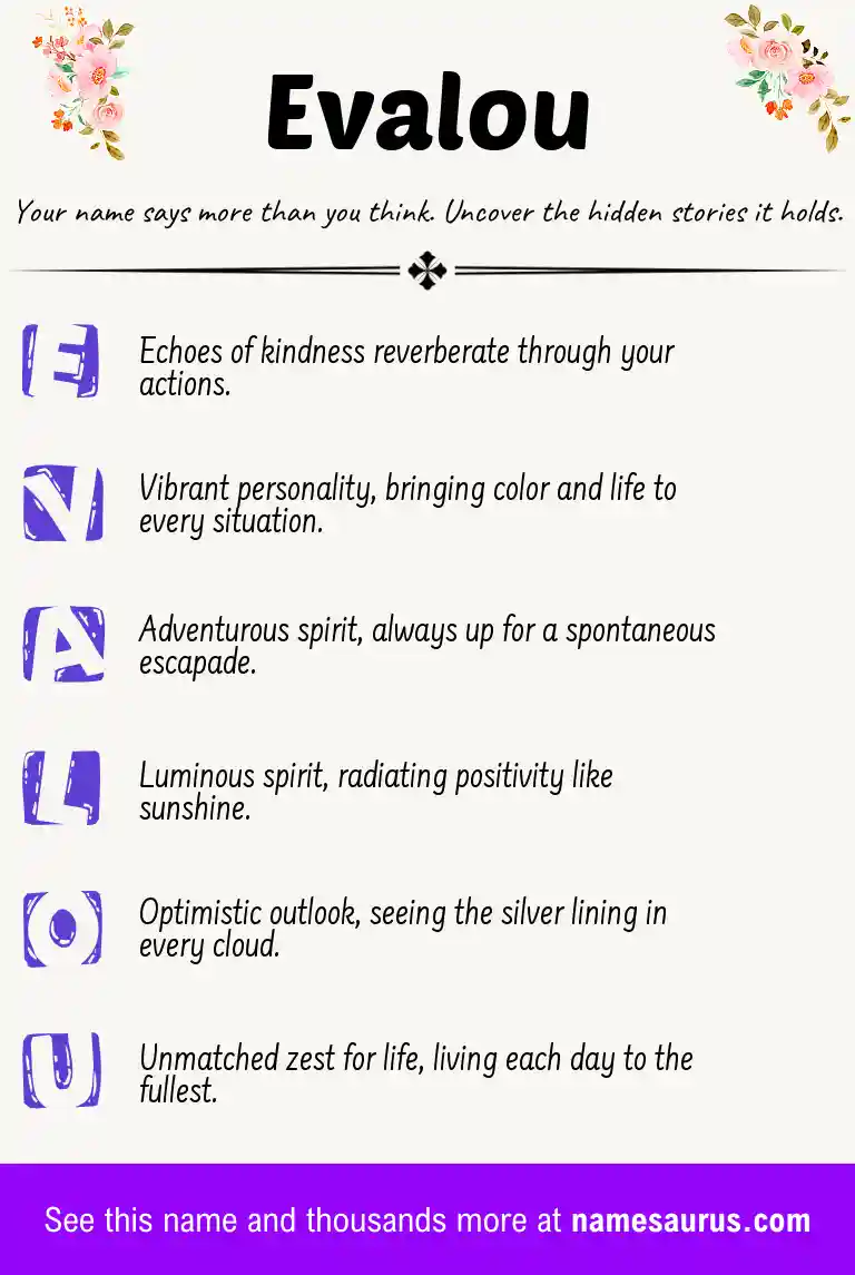 Acrostic poem about Evalou.