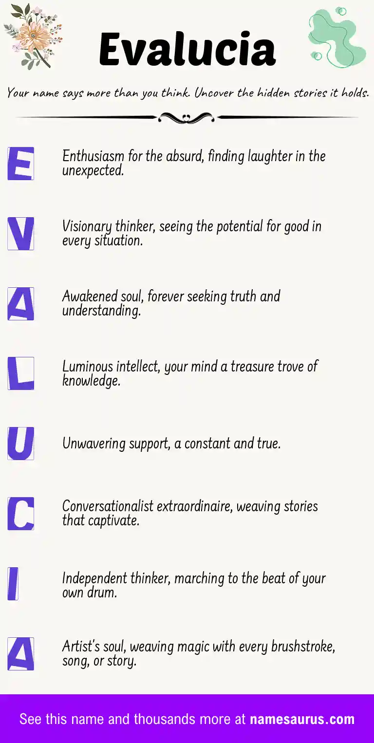 Acrostic poem about Evalucia.