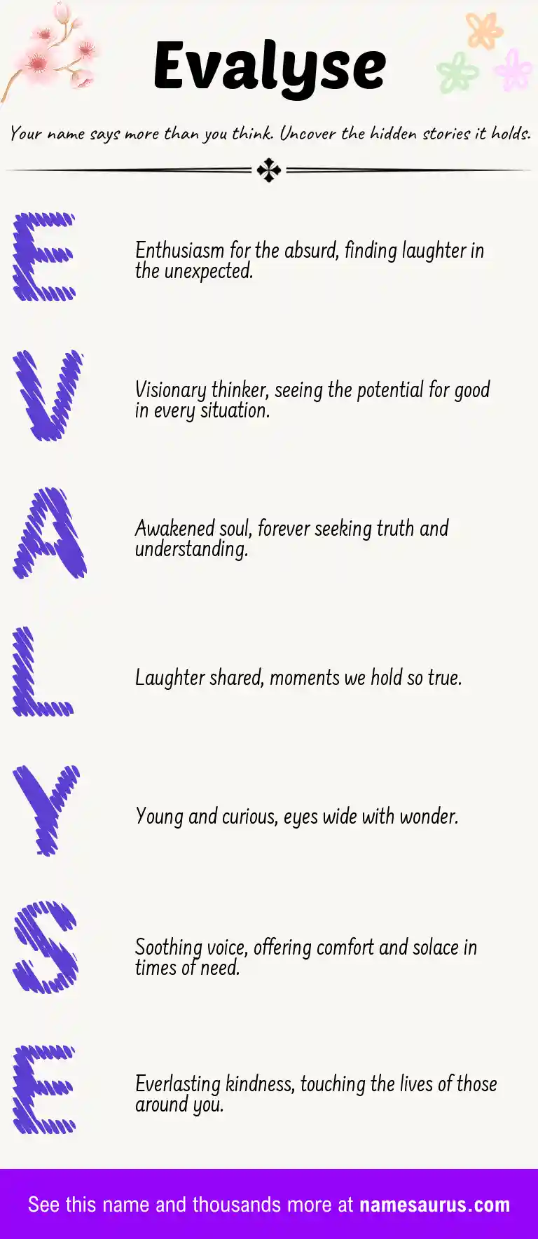 Acrostic poem about Evalyse.