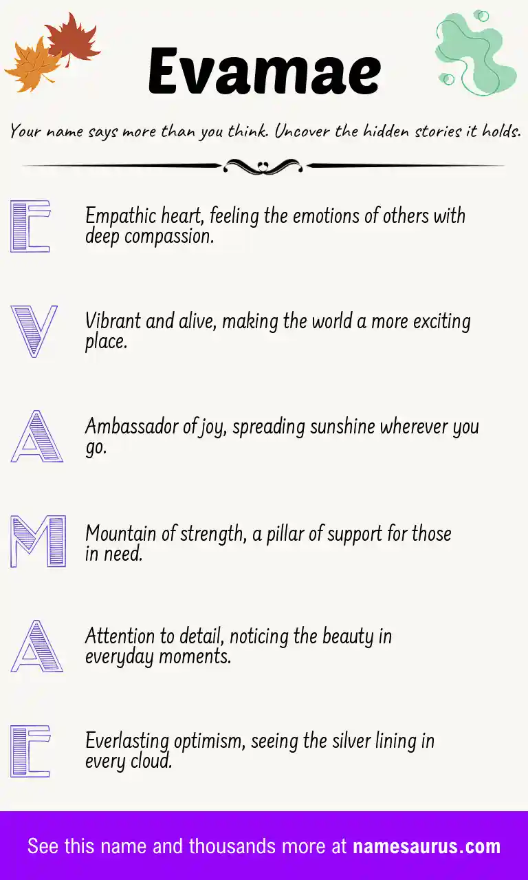 Acrostic poem about Evamae.