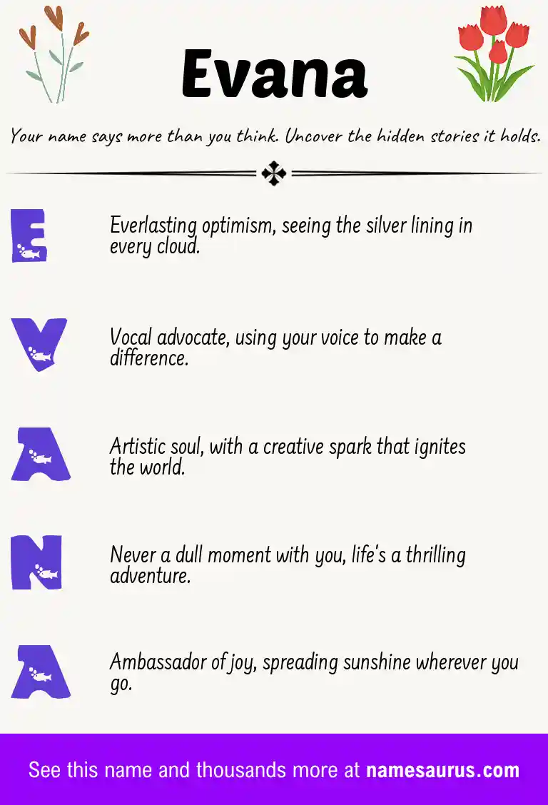 Acrostic poem about Evana.