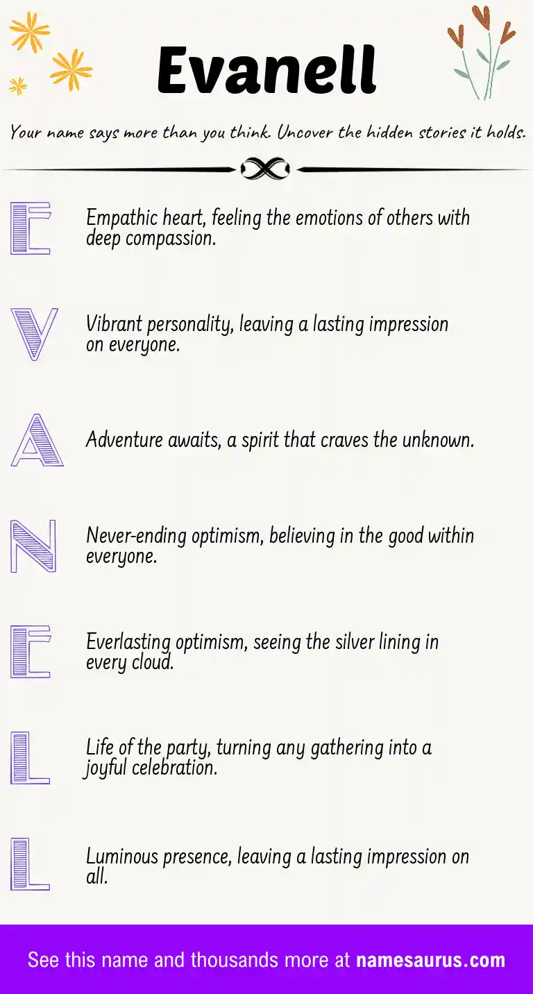Acrostic poem about Evanell.