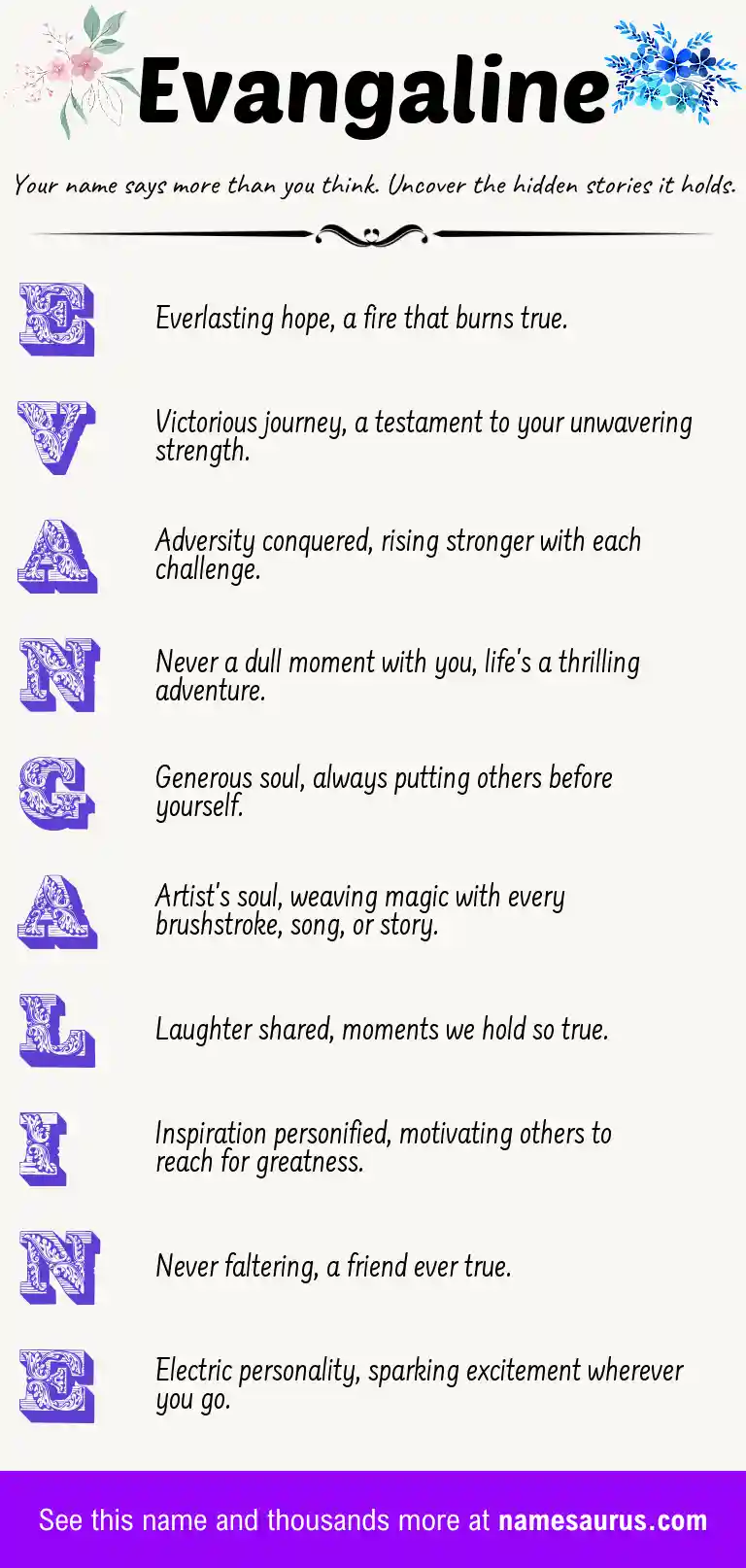 Acrostic poem about Evangaline.