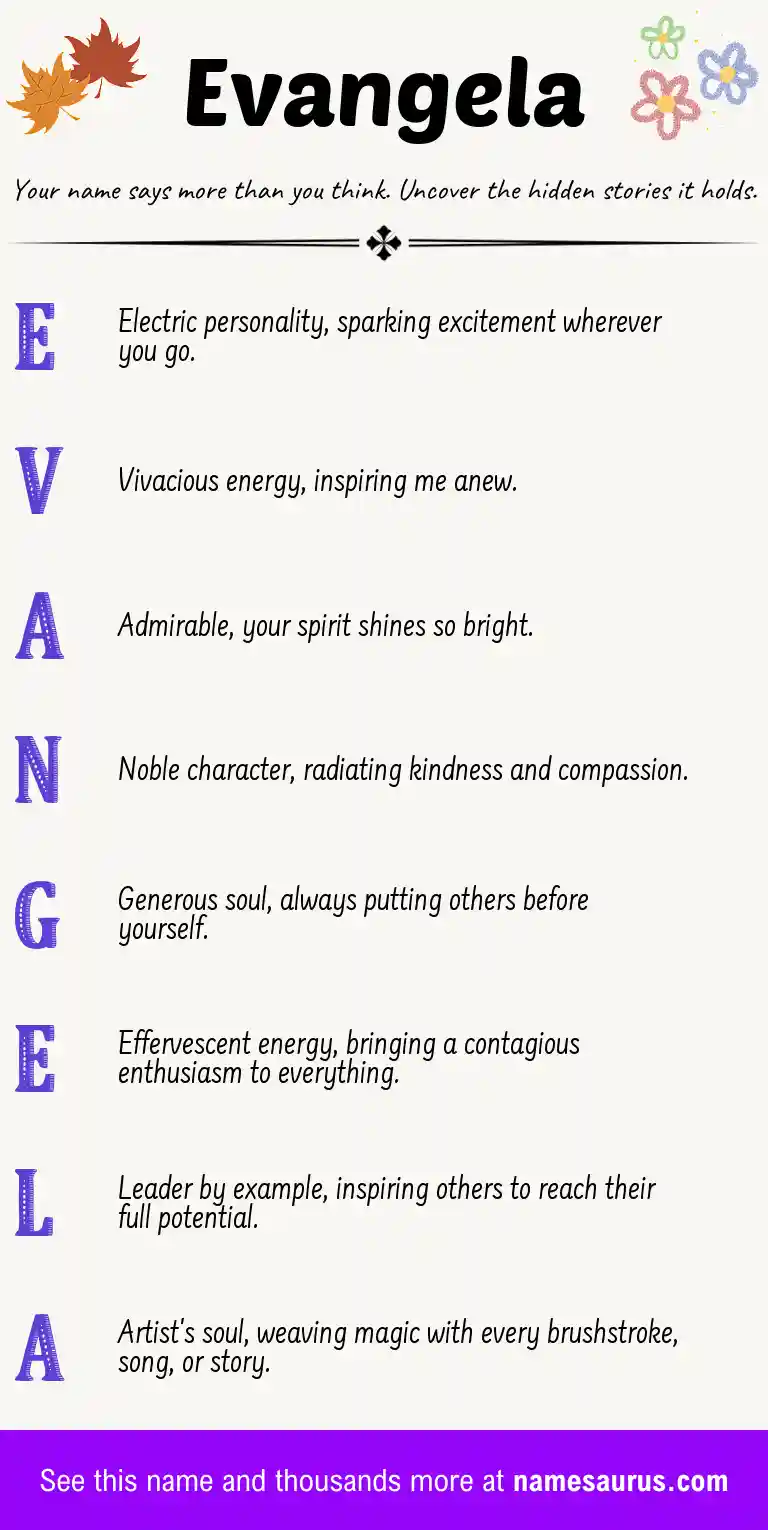 Acrostic poem about Evangela.